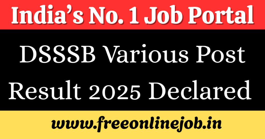 DSSSB Various Post Result 2025 Declared